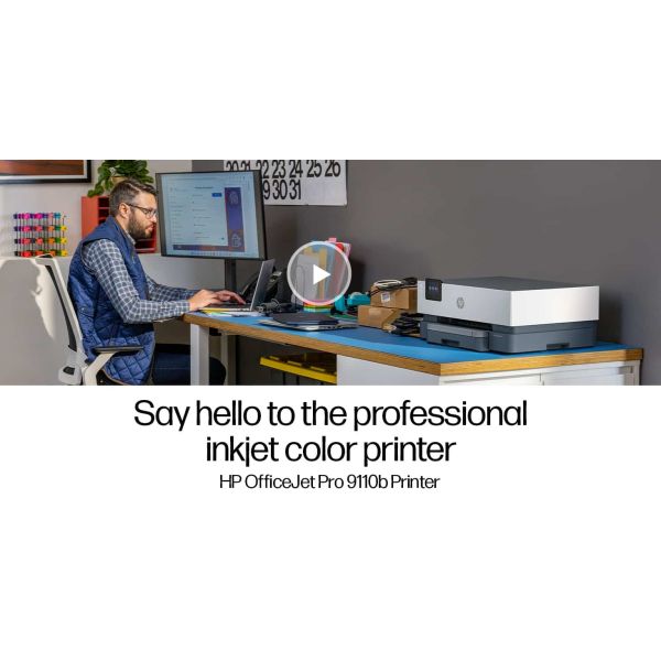 HP OfficeJet Pro 9110b printer, Kleur, Printer voor Thuis en thuiskantoor, Print, Draadloos; Dubbelzijdig printen; Printen vanaf telefoon of tablet; Touchscreen; USB-poort voorzijde (5A0S3B#629)