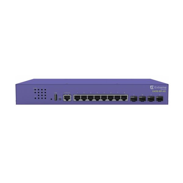 Extreme networks X435-8T-4S netwerk-switch Managed Gigabit Ethernet (10/100/1000) Power over Ethernet (PoE) 1U Violet (X435-8T-4S)