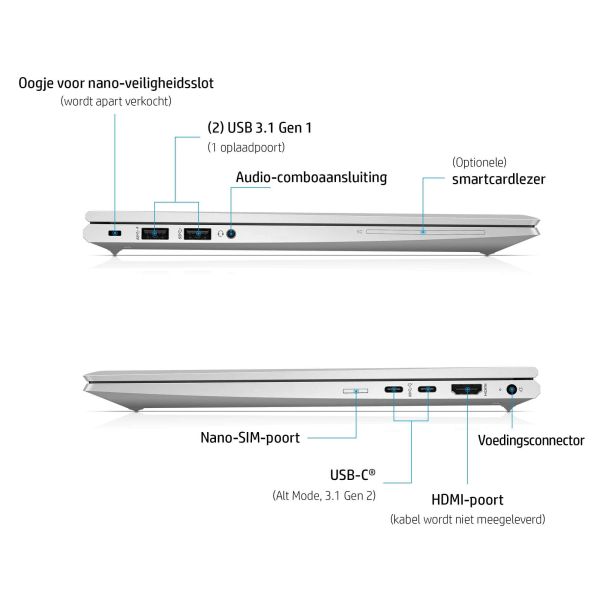 HP EliteBook 845 G8 Laptop 35,6 cm (14") Full HD AMD Ryzen™ 7 PRO 5850U 8 GB DDR4-SDRAM 256 GB SSD Wi-Fi 5 (802.11ac) Windows 10 Pro Zilver (4K9Y0EA#ABH)