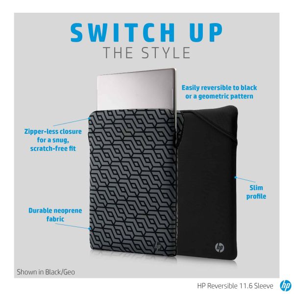 HP Reversible 11.6-inch Sleeve 29,5 cm (11.6") Opbergmap/sleeve Zwart (7ZE81A6)