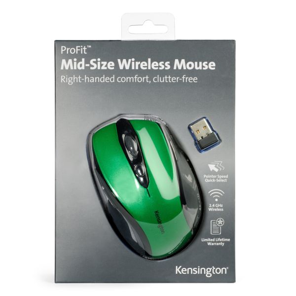 Kensington Pro Fit Mid-Size Wireless Mouse Emerald Green (K72424WW) Kensington Pro Fit Mid-Size Wireless Mouse Emerald Green