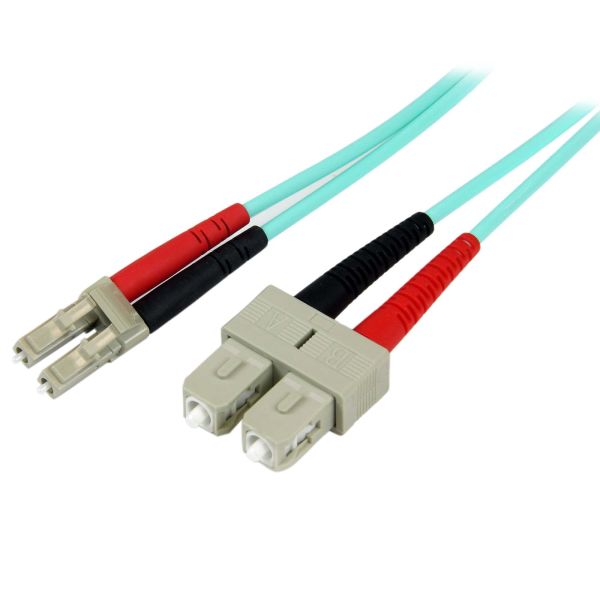 StarTech.com 1m LC/UPC naar SC/UPC OM3 Multimode Glasvezel Netwerkkabel, Full Duplex 50/125µm Zipcord Fiber, 100G Netwerken, LOMMF/VCSEL, <0.3dB Low Insertion Loss, LSZH Fiber Optic Patch Kabel (A50FBLCSC1)
