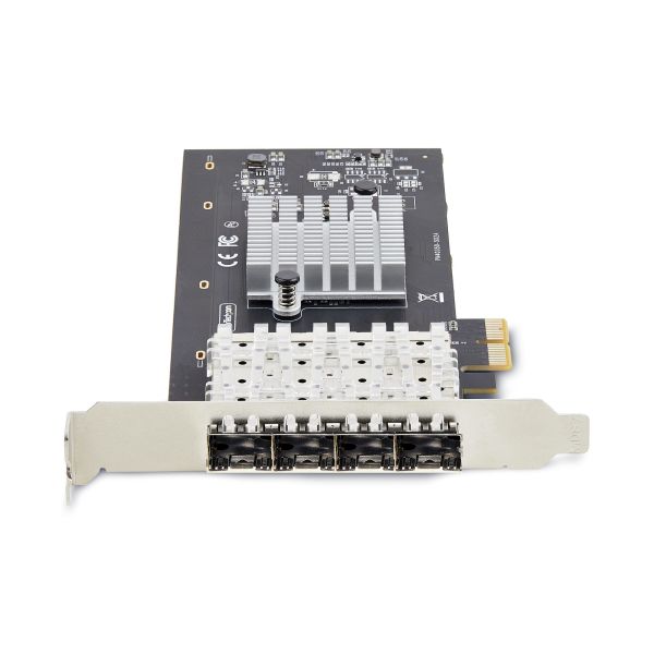StarTech.com 4-Port GbE SFP Netwerkkaart, PCIe 2.0 x2 (x4, x8, x16 Compatibel), Intel I350-AM4 4x 1GbE Controller, 1000BASE Koper/Glasvezel, Desktop/Server Quad-Port Gigabit Ethernet NIC - Windows & Linux (P041GI-NETWORK-CARD)