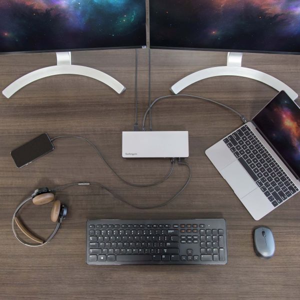 StarTech.com Thunderbolt 3 Dock - Dual Monitor 4K 60Hz TB3 Laptop Docking Station met DisplayPort - 85W Power Delivery Charging - 6-Port USB 3.0 Hub, SD 4.0, GbE, Audio - Windows & Mac (TB3DOCK2DPPU)