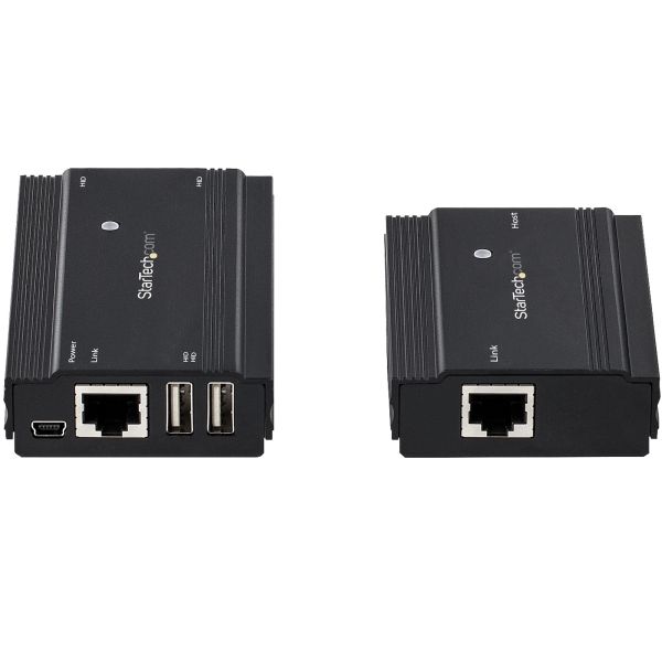 StarTech.com 4-Port USB 2.0 Extender Hub over Single CAT5e/CAT6 Ethernet Kabel (RJ45) - 100m - USB Extender Hub Adapter Kit - Metalen Behuizing - Extern Gevoed - 480 Mbps (USB2004EXT100)