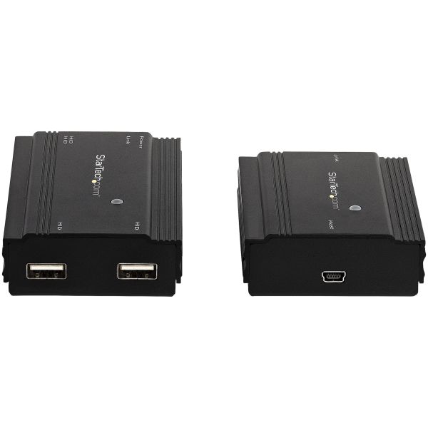 StarTech.com 4-Port USB 2.0 Extender Hub over Single CAT5e/CAT6 Ethernet Kabel (RJ45) - 100m - USB Extender Hub Adapter Kit - Metalen Behuizing - Extern Gevoed - 480 Mbps (USB2004EXT100)