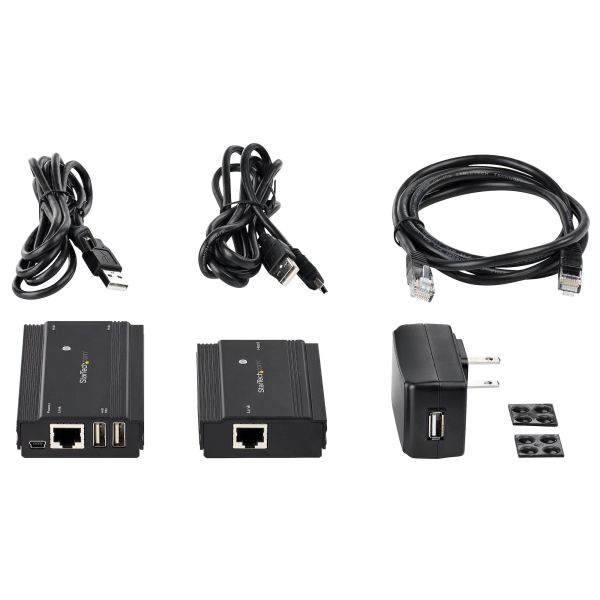 StarTech.com 4-Port USB 2.0 Extender Hub over Single CAT5e/CAT6 Ethernet Kabel (RJ45) - 100m - USB Extender Hub Adapter Kit - Metalen Behuizing - Extern Gevoed - 480 Mbps (USB2004EXT100)