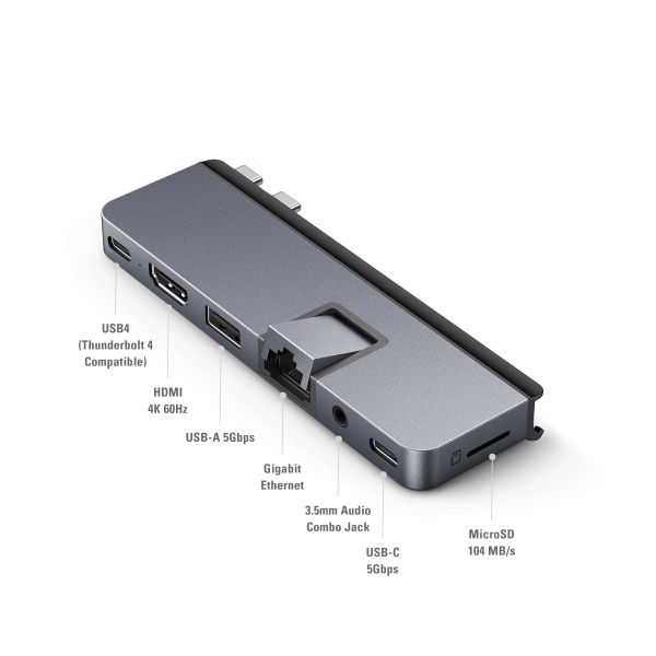 HYPER DUO PRO 7-in-2 USB-C Hub USB Type-C 104 Mbit/s Grijs (HD575BUGL)