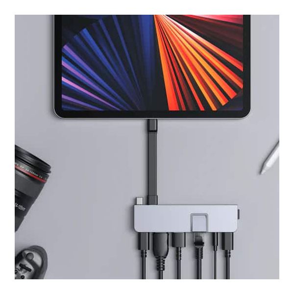 HYPER DUO PRO 7-in-2 USB-C Hub USB Type-C 104 Mbit/s Grijs (HD575BUGL)