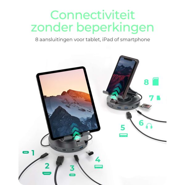 ICY BOX IB-TH100-DK dockingstation voor mobiel apparaat Tablet/smartphone Antraciet, Zwart (IB-TH100-DK)