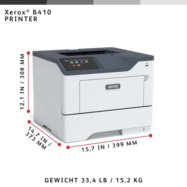 Xerox B410 A4 47 ppm draadloze dubbelzijdige printer PS3 PCL5e/6 2 laden totaal 650 vel (B410V_DN)