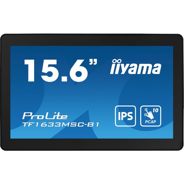 iiyama ProLite TF1633MSC-B1 computer monitor 39,6 cm (15.6") 1920 x 1080 Pixels Full HD Touchscreen Zwart (TF1633MSC-B1) iiyama ProLite TF1633MSC-B1 computer monitor 39,6 cm (15.6") 1920 x 1080 Pixels Full HD Touchscreen Zwart (TF1633MSC-B1)