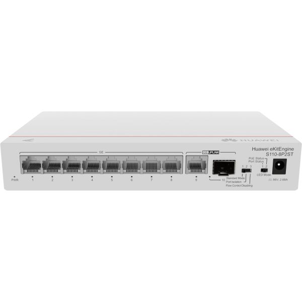 HUAWEI eKit S110 Series S110-8P2ST Unmanaged L2 Gigabit Ethernet (10/100/1000) Power over Ethernet (PoE) Grijs (98012269)