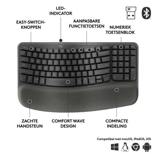 Logitech Wave Keys for Business Ergonomisch Toetsenbord (920-012334)