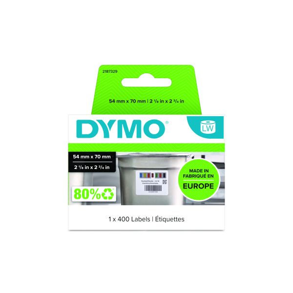 DYMO originele LabelWriter Labels voor Voorraadrotatie | 54 mm x 70 mm | 400 zelfklevende etiketten voor voorraadrotatie in commerciële keukens | Stevige labels voor de LabelWriter labelprinters (2187329)