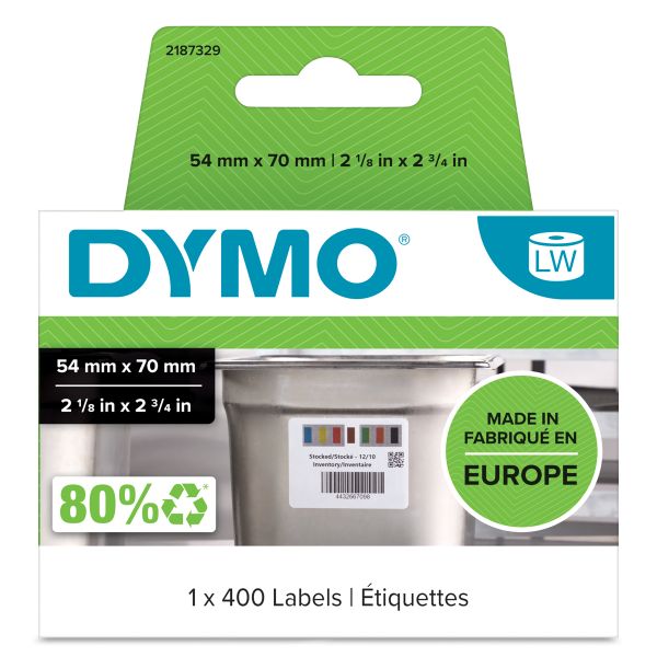 DYMO originele LabelWriter Labels voor Voorraadrotatie | 54 mm x 70 mm | 400 zelfklevende etiketten voor voorraadrotatie in commerciële keukens | Stevige labels voor de LabelWriter labelprinters (2187329)