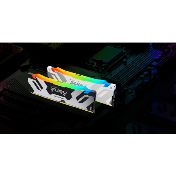 Kingston Technology FURY 32GB 6400MT/s DDR5 CL32 DIMM Renegade RGB White XMP (KF564C32RWA-32)