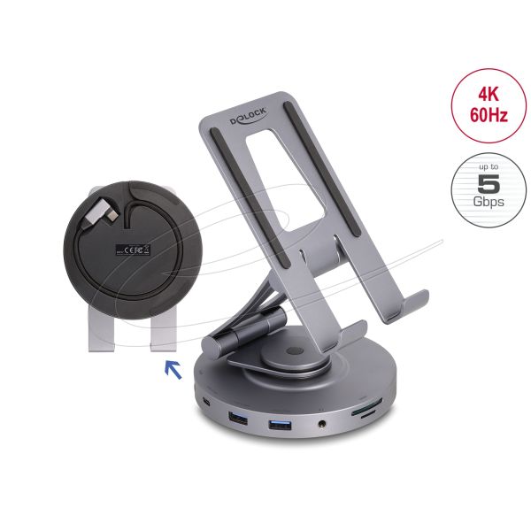 DELOCK Dockingstation für Tablet und Notebook 4K + Halterung (88017)