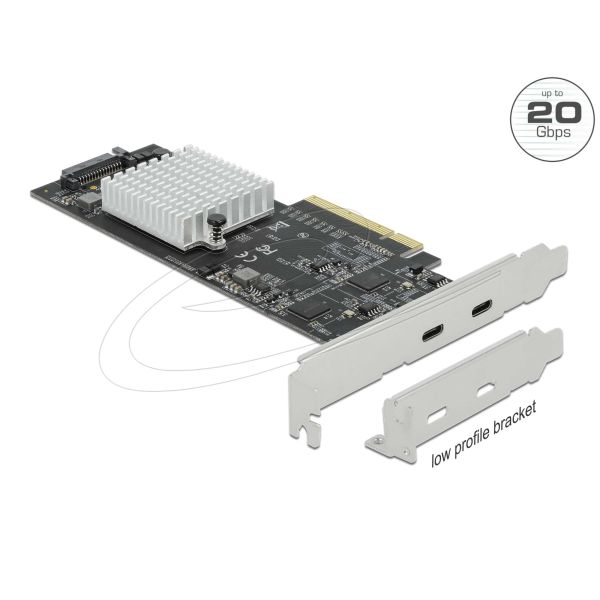 DELOCK PCI Expr x8 Card zu 2x extern USB-C 20Gbps USB 3.2 (89009)