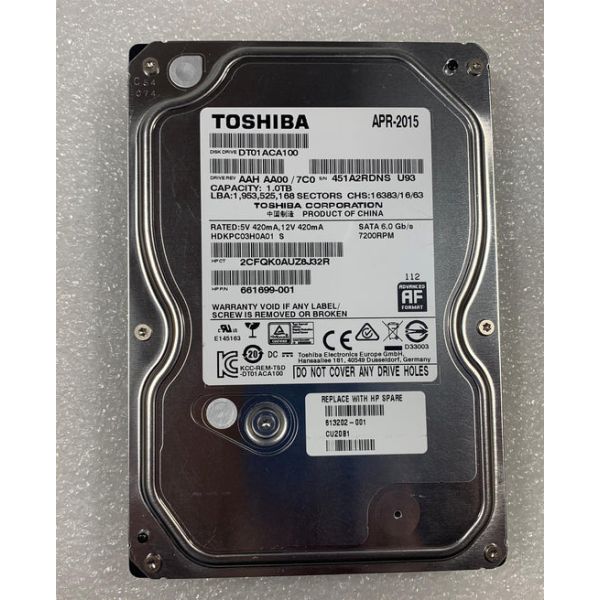HP SKO Interne HDD 1TB SATA 7200RPM (932483-853.L06427-853)