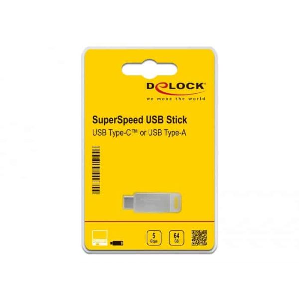 DeLOCK 54075 USB flash drive 64 GB USB Type-A / USB Type-C 3.2 Gen 1 (3.1 Gen 1) Zilver (54075)