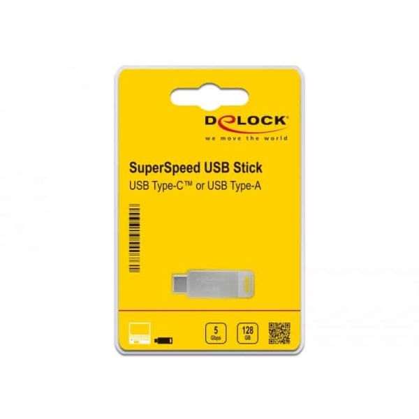 DeLOCK 54076 USB flash drive 128 GB USB Type-A / USB Type-C 3.2 Gen 1 (3.1 Gen 1) Zilver (54076)