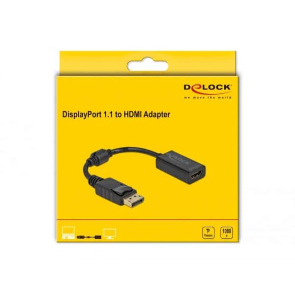 DeLOCK 61011 video kabel adapter 0,15 m DisplayPort HDMI Zwart (61011)
