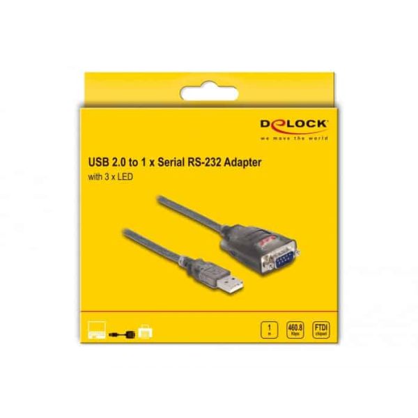 DeLOCK 61400 tussenstuk voor kabels USB A RS-232 Zwart (61400)