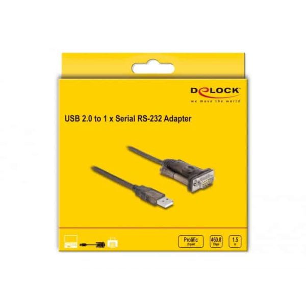 DeLOCK 62646 seriële kabel Zwart 1,5 m USB Type-A DB-9 (62646)