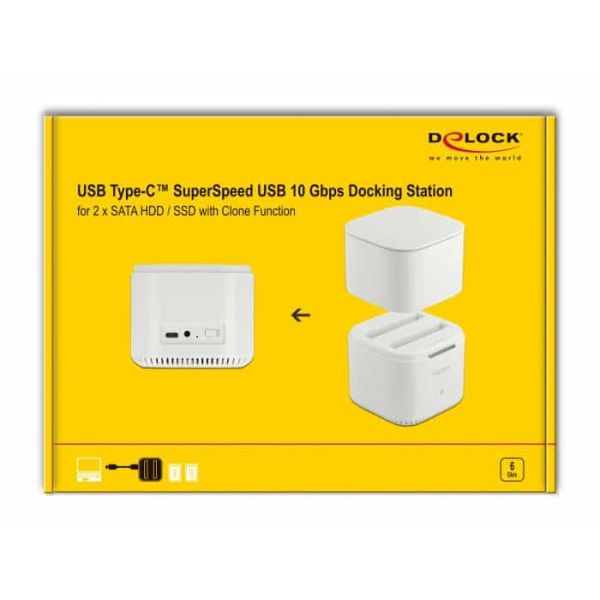DeLOCK 63084 basisstation voor opslagstations USB 3.2 Gen 2 (3.1 Gen 2) Type-C Wit (63084)