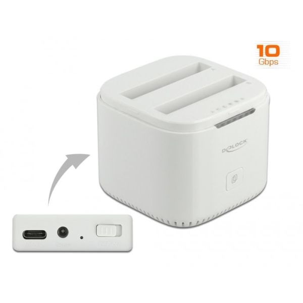 DeLOCK 63084 basisstation voor opslagstations USB 3.2 Gen 2 (3.1 Gen 2) Type-C Wit (63084)