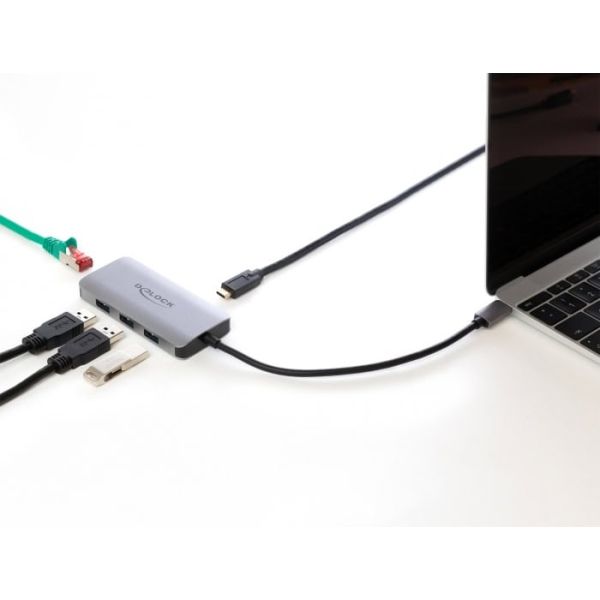 DeLOCK 63252 notebook dock & poortreplicator Bedraad USB 3.2 Gen 1 (3.1 Gen 1) Type-C Grijs (63252)