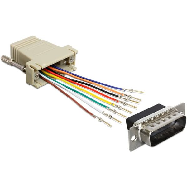 DeLOCK 65432 tussenstuk voor kabels Sub-D 15p RJ45 Zwart, Grijs, Zilver (65432)