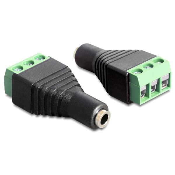 DeLOCK 65455 tussenstuk voor kabels 3.5 mm 3 pin terminal block Zwart, Groen (65455)