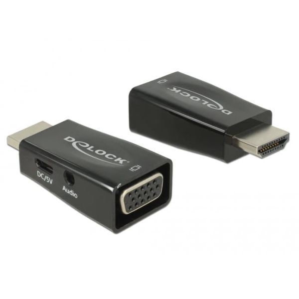 DeLOCK 65901 tussenstuk voor kabels HDMI A VGA & 3.5 mm Audio Zwart (65901)
