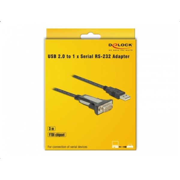 DeLOCK 65962 seriële kabel Zwart 3 m USB Type-A DB-9 (65962)