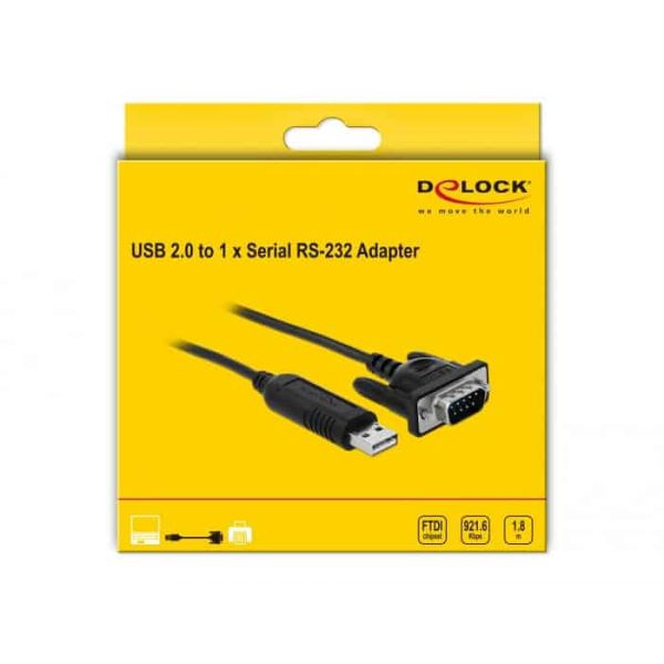 DeLOCK 66282 video kabel adapter 1,8 m RS-232 USB Type-A Zwart (66282)