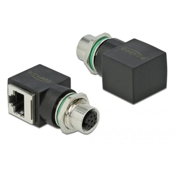 DeLOCK 66314 tussenstuk voor kabels M12 RJ45 Zwart (66314)