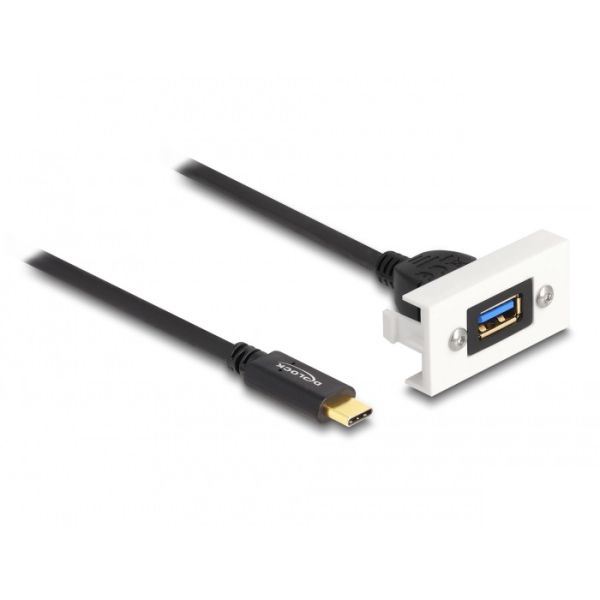 DeLOCK Easy 45 USB-kabel 1 m USB 3.2 Gen 2 (3.1 Gen 2) USB C USB A Zwart, Wit (81388)