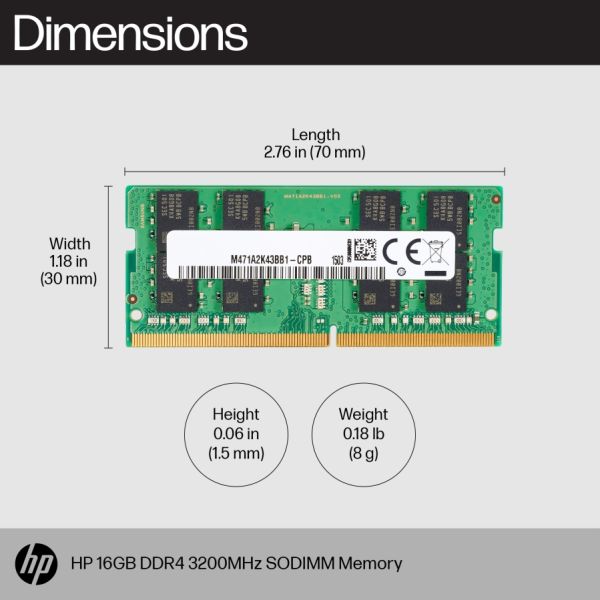 HP 16GB DDR4 SODIMM - 3200MHz / PC4-25600 - 1.2V (8C4X9AA)