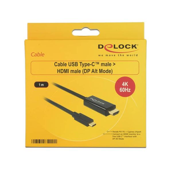 DeLOCK 85290 video kabel adapter 1 m USB Type-C HDMI Zwart (85290)