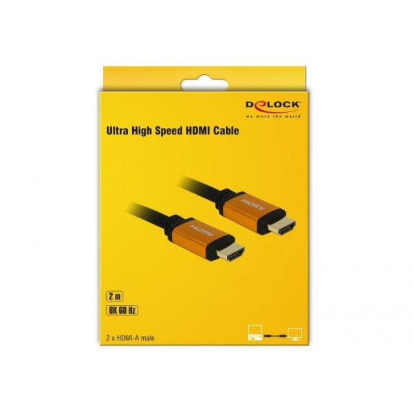 DeLOCK 85729 HDMI kabel 2 m HDMI Type A (Standaard) Zwart, Goud (85729)
