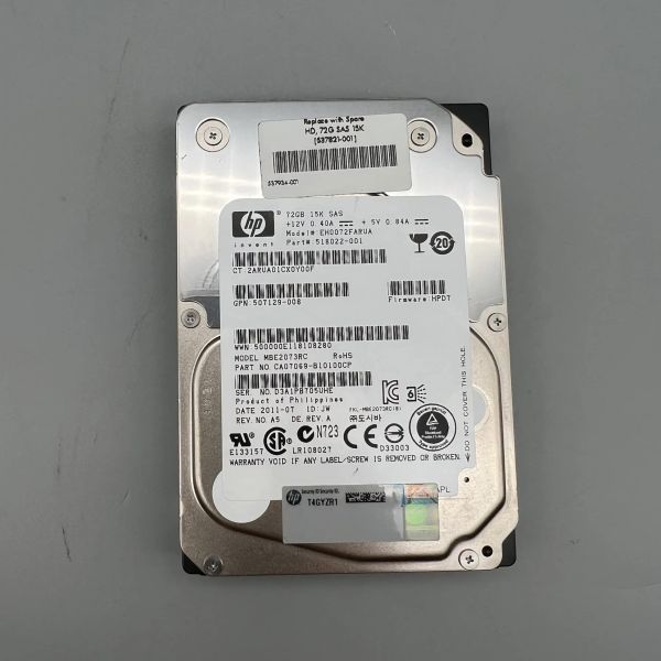HP SPS-DRV,HD, 72GB 2.5 15K DP 6G SAS NHP (537821-001)