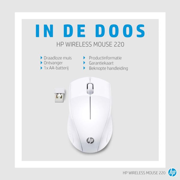 HP draadloze muis 220 (sneeuwwit) (7KX12AA)