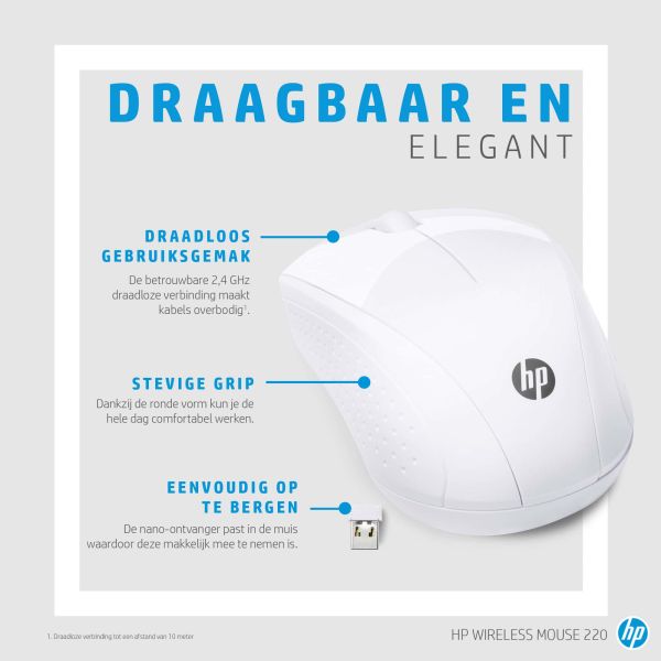 HP draadloze muis 220 (sneeuwwit) (7KX12AA)