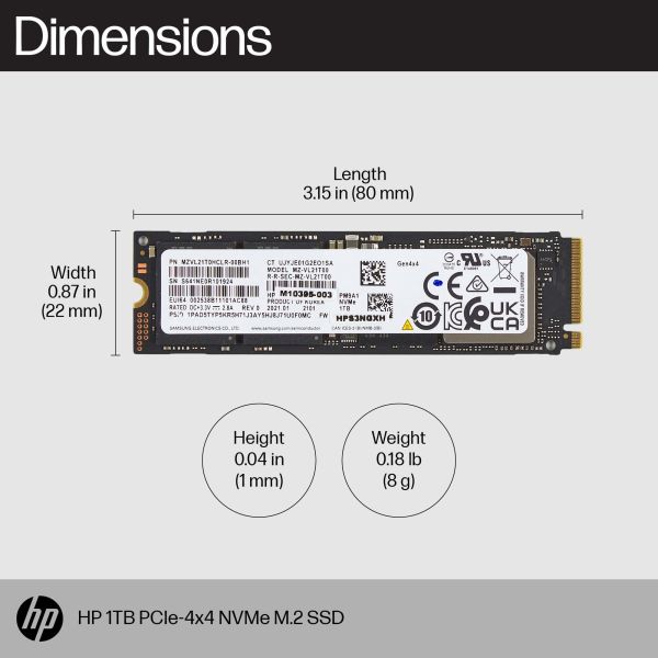 HP 512GB PCIe4x4 NVMe M.2 SSD (8C4X6AA)