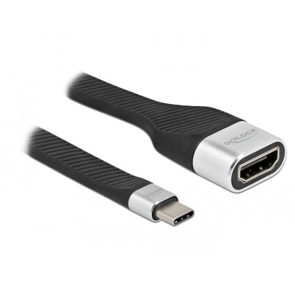 DeLOCK 86933 video kabel adapter 0,14 m USB Type-C HDMI Type A (Standaard) Zwart, Zilver (86933)