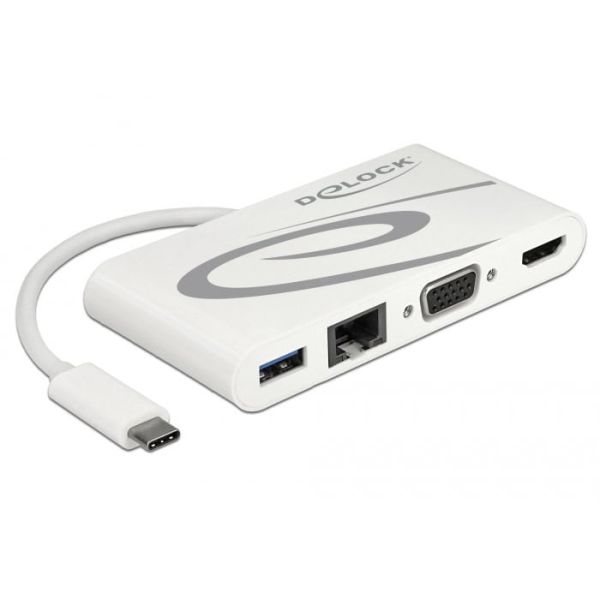DeLOCK 87731 interface hub USB 3.2 Gen 1 (3.1 Gen 1) Type-C Grijs, Wit (87731)