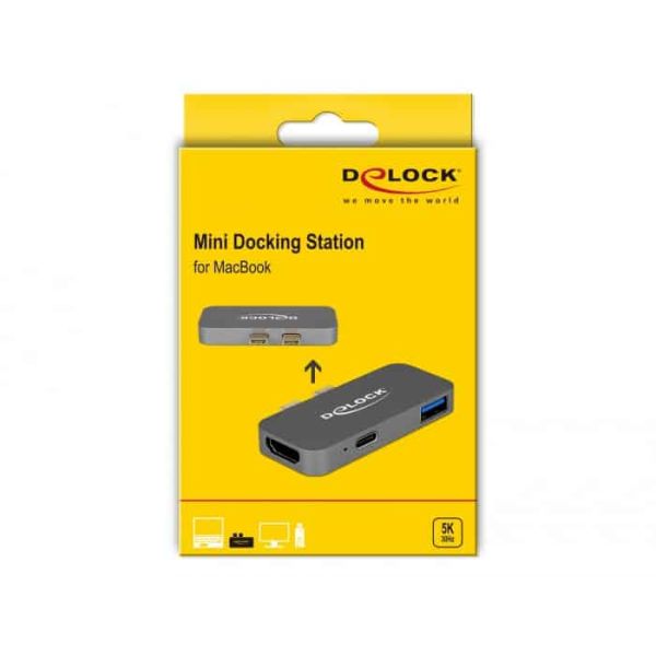 DeLOCK mini Dockingstation für macbook mit 5K Bedraad Thunderbolt 3 Grijs (87739)
