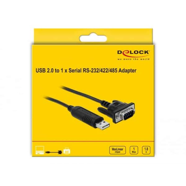 DeLOCK 87741 seriële kabel Zwart 1,8 m USB Type-A DB-9 (87741)
